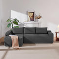96 Inch Cloud Sectional Couch,Modern Modular Sectional Sofa with Deep Seat,Corduroy Boneless Couches with L-Shape Chaise for Living Room Bedroom,No Assembly Required (Grey, Left Facing Chaise)