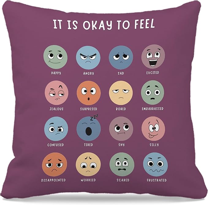 Nogrit Counseling Office Must Haves Pillow Cover, Calming Corner, Mental Health Pillowcase Decor for Home Kids,Mental Health Counselor Gifts, Calming Corner Pillow Covers 18x18 Dark Purple