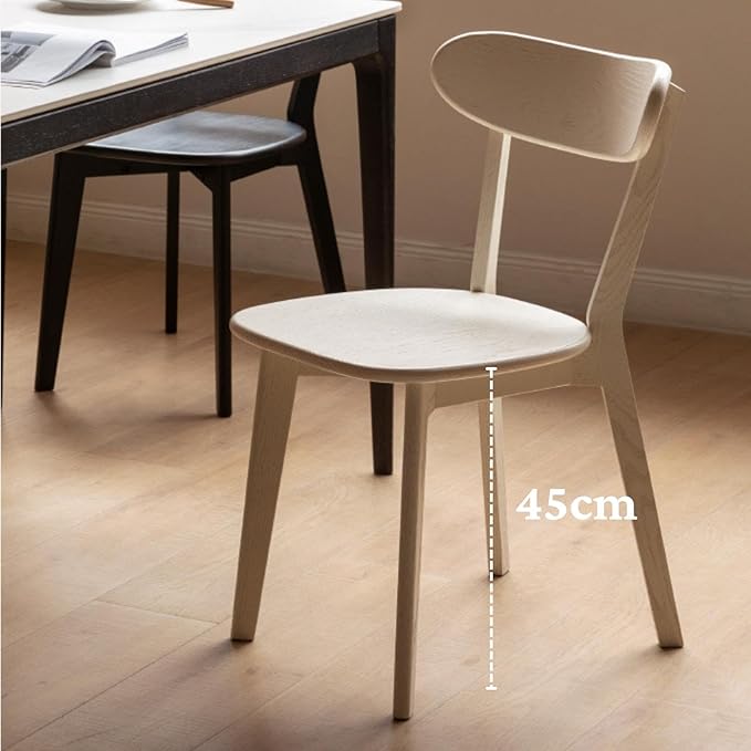 Grewood 100% Solid Oak Wood Dining Chairs,Mid Century Modern Dining Chairs with Rounded Backrest,Kitchen,Dining Room Chairs Set of 1/2/4 (1, White Color)