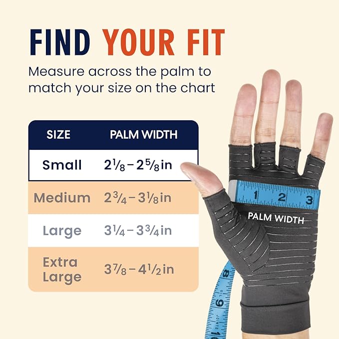 Dr. Frederick's Original Copper Compression Arthritis Gloves - Doctor-Developed Hand Pain Relief for Arthritis, Carpal Tunnel & Tendonitis - All-Day Comfort, Typing & Daily Use - Fingerless, Small