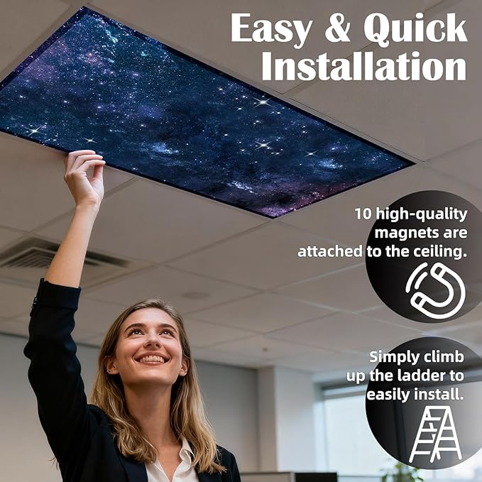 8 Pcs Fluorescent Light Covers - 4 x 2 Feet Covers for Ceiling Lights, Magnetic Light Filters for Classroom, Office, Hospitals, Home