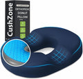 CushZone Donut Pillow Seat Cushion - Cooling Gel Floor Pillow, Memory Foam Floor Cushion for Office & Home, Car Seat, Hemorrhoids Pillow, Sciatica & Tailbone Pain Relief Chair Cushion, Blue