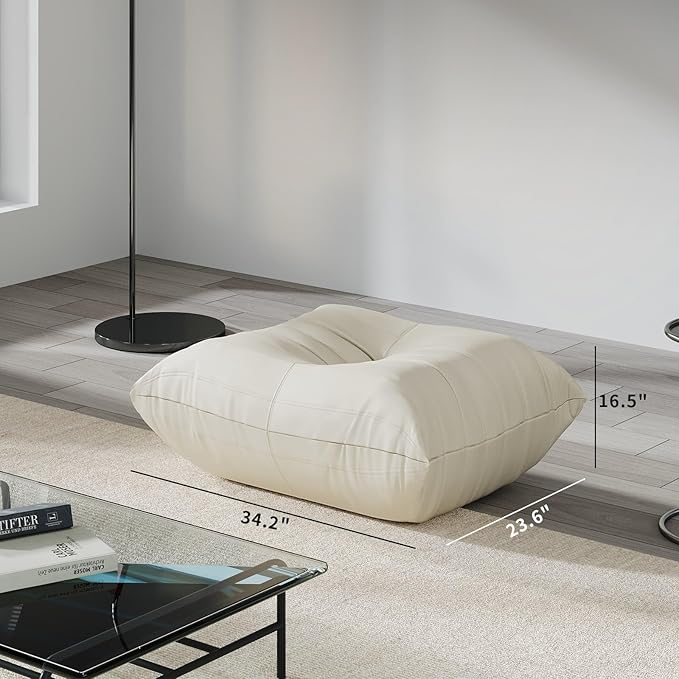 Comfy Lazy Floor Sofa Couch,Soft Armless Chair,Faux Leather Lounge Chair,Corner Relax Sofa Couch for Living Room Bedroom,Salon Office,Adults(Cream White)