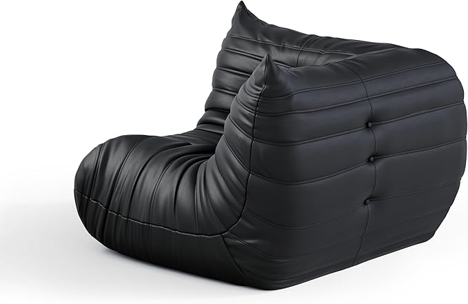 Bean Bag Chair Fireside Chair Lazy Floor Sofa, Faux Leather Giant Corner Bean Bag Sofa, High-Resilience Memory Foam Armless Foam Lounger Tatami Recliner Couch for Living Room Bedroom Dorm Office