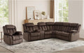 EBELLO Manual Reclining L-Shaped Sectional Sofa Set, Soft Fabric Corner Couch with Center Console, Cup Holders and Storage – Perfect Living Room Home Set Furniture(Sectional+Chair)