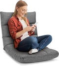 COSTWAY Floor Chair, Folding Gaming Chair with Back Support, 14 Adjustable Positions, Alloy Steel Frame, Lazy Sofa Lounge for Playing Reading Meditating Room Recliner for Adults, Kids (Gray)