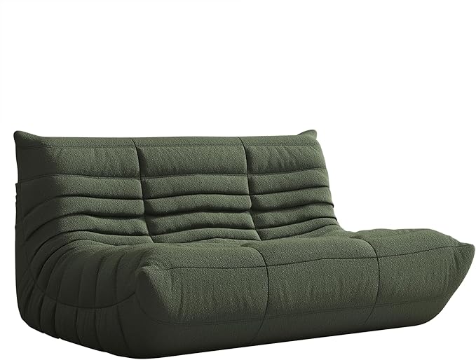 Bean Bag Chair, Fireside Chair, Large Bean Bag Chair for Adults, Bean Bag Chairs for Teens with High-Resilience Foam, Non-Slip Base Floor Lounge Sofa,Living Room (Green, Loveseat)