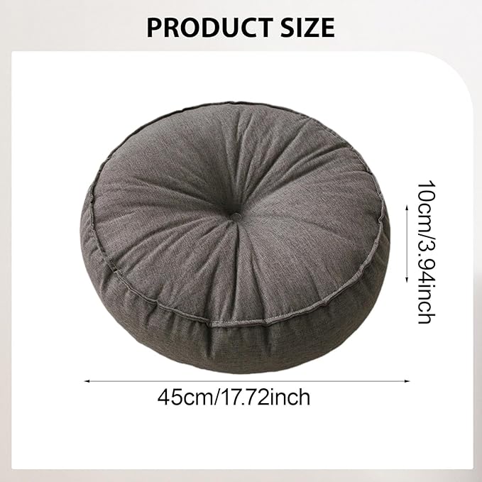KiBcsLic Round Floor Pillow, Meditation Floor Pillow, Circle Small Seating Cushion for Sitting Sofa Bed Office, Deep Gray