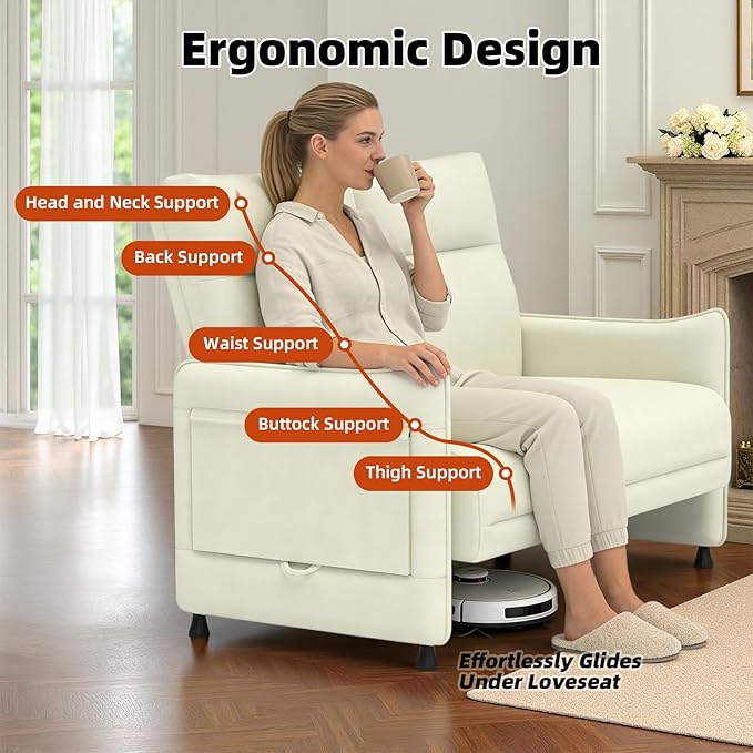 Faux Leather Loveseat, Upholstered Loveseat with Hidden Foldable Tray & Side Pocket, Front Contour Arm Design, Modern 2-Seater Sofa Couch for Compact Spaces, Beige