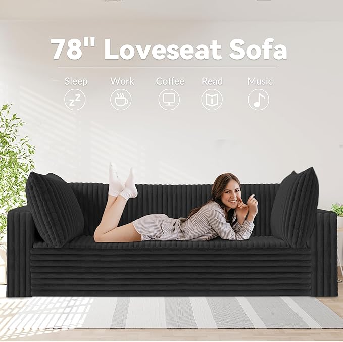 HABUTWAY Folding Sofa Bed, 2 in 1 Convertible Sleeper Chair with 2 Pillows, Portable Fold Out Chair Bed with Armrest, Comfy Floor Couch, Lazy Sofa for Living Room Bedroom Dorm Home Office, Black