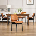 YaFiti Dining Chairs Set of 4, Mid Century Modern Dining Room and Kitchen Chairs, Upholstered PU Leather Chairs with Walnut Bentwood and Metal Legs, Orange