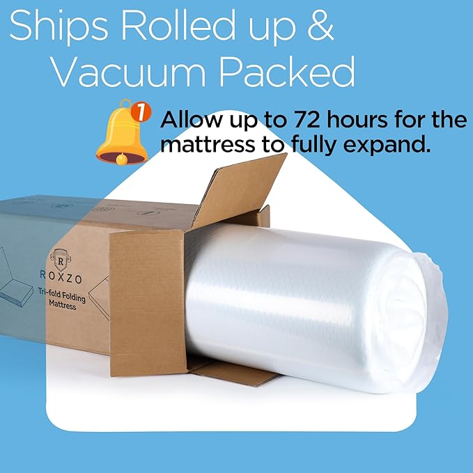 Roxzo 3 inch Memory Foam Trifold Cot Size Folding Mattress, Portable Travel Mattress, Breathable & Washable Fabric Cover, Perfect for Guest Bed, Camping, Road Trip, 75"x31"x3"