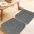 Meditation Floor Pillow Set of 2, Square Large Pillows Seating for Adults, Tufted Corduroy Cushion for Tatami Living Room, 22x22 Inch FP-Grey