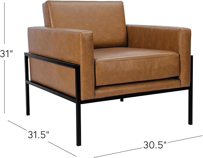 HomePop Modern Metal Frame Accent Chair|Homepop Home Décor|Accent Chairs for Living Room & Bedroom - Carmel Faux Leather