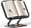 SupeDesk Book Stand for Reading, Adjustable Book Holder with 360° Rotating Bases, Foldable Designs, and Elastic Clips, Multifunctional Display Stand for Recipe, Cookbooks, Magazines, Tablets (Black)