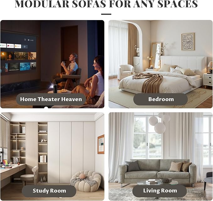 SoarFlash Chenille Sectional Sofa, Comfy Modular Single Sofa with Ottoman, Modern Recliner Deep Seat Sofa Set for Living Room,Grey