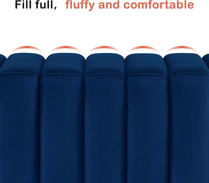MCombo Waiting Room Benches, Guest Reception Lobby Chairs for Salon, Velvet Upholstered Ottoman for Bedroom Entryway 4698 (Blue)