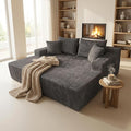 SYTOPIA Loveseat Chaise Lounge with Armrests, Oversized Sofa Bed with 4 Pillows, Cozy Boneless Sleeper, Modular Sectional Couch for Living Room Bedroom, Floor Chair Furniture sala Corduroy, Urban Grey