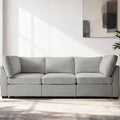 EDILLY 94 inches Oversized Modular Sectional Fabric Cloud Sofa Set, Extra Large L Shaped Couch Reversible Chaise Couch,3 Seat Modular Sofa, Light Grey
