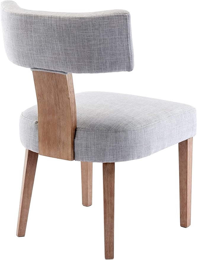 RIVOVA Linen Dining Chairs Set of 2 Modern Dining Chair with Wood Legs, Upholstered Dining Chairs for Dining Room, Kitchen, Vanity, Living Room, Grey