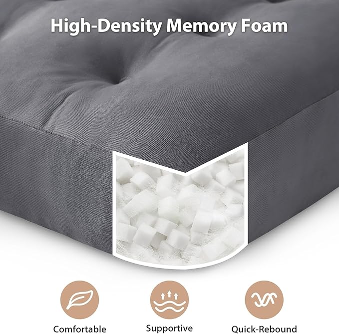 SM-XLHN Meditation Floor Pillow Set of 6, Square Large Pillows Seating for Adults, Meditation Cushion Pillow,Tufted Corduroy Cushion for Tatami Living Room or Yoga, Dark Gray, 22x22 Inch
