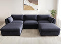 KKL Sofa Couches for Living Room - 113" Modular Sectional Couch Down Filled Sectional Sofa with Adjustable Backrest, Oversize Cloud Deep Couch 5 Seater with Storage Ottoman Chenille, Blue