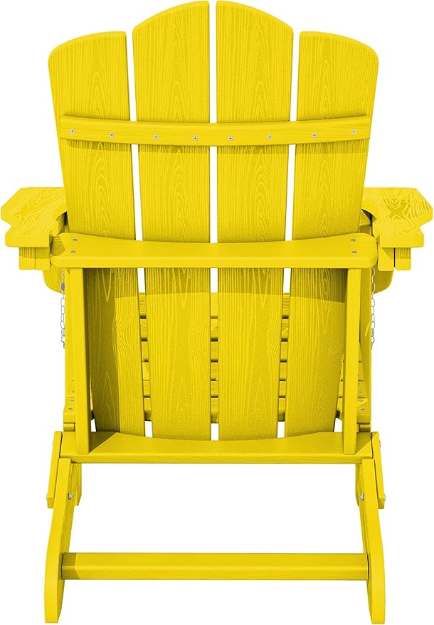 KINGYES Folding Adirondack Chair Set of 8, HDPE All-Weather Folding Adirondack Chair, Yellow