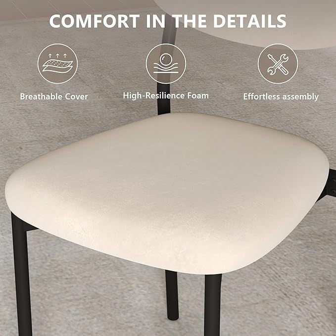Einhomn Upholstered Dining Chairs Set of 6, Stackable Modern Dining Room Chairs, Kitchen Chairs w/Soft Velvet Backrest & Sturdy Metal Legs for Restaurant, Living Room, Cream Beige