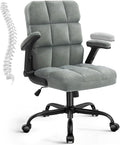 SEATZONE Home Office Executive Desk Chair with Wheels,Comfortable Ergonomic Flip-up Armrest Adjustable Swivel Computer Desk Chair,Grey