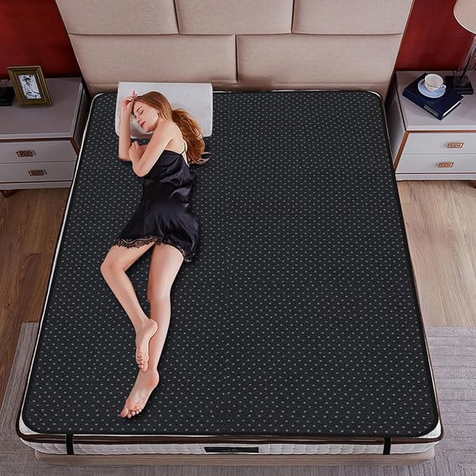 Grounding Mat for Bed, Grounding Mattress Cover for Improving Sleep, Sleep Pad, Earth Mat Carbon Leatherette Therapy (54" x 78")