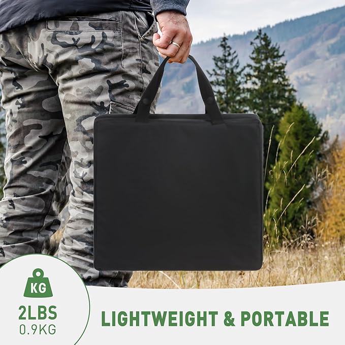 REDCAMP Portable Stadium Seat Bleacher Cushion, Folding Stadium Seats Ground Chair with Back for Camping Fishing Concert, Water Resistant, Black/Navy/Green