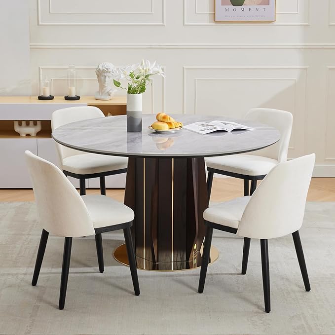 ElfinAura Modern Upholstered Dining Chair Set of 4, Beige
