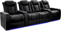 Valencia Tuscany Home Theater Seating Semi-Aniline Italian Nappa 20000 Leather Ultimate Luxury Heat & Ventilation Power Recliner Power Lumbar and Headrest (Row of 4 Loveseat Center, Onyx)