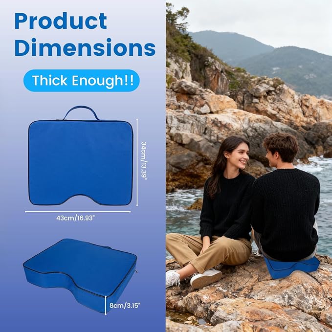 FirstGift 1-Pack 3.15" Stadium Seat Cushions - Portable Water-Resistant Bleacher Pads with Decorative Trim, Lightweight & Comfortable for Sports, Games, and Outdoor Events