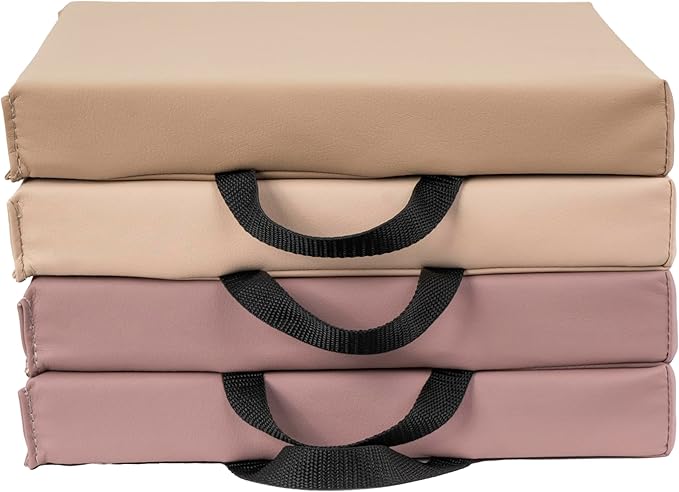 FDP SoftScape 12 inch Square Toddler Floor Cushions with Handles; Flexible Seating for Daycare, Preschool, Playroom; 1.5 inch Deluxe Foam (4-Piece) - Teddy