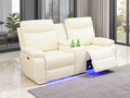 Toseslo Power Recliner Loveseat Set, Living Room Furniture Sets, Leather Reclining Sofa Sectional Couch, 2 Seater Reclining Couches, Reclining Sofa with Storage Console for House, Vanilla White
