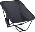 iClimb Low Ultralight Compact Camping Folding Chair with Side Pocket and Carry Bag (Black Grid)