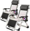 ABORON 2 Pack Zero Gravity Chair, Outdoor Lounge Chairs Sun Loungers with Removable Cushion,Headrest,Cup Holder,Reclining Patio Lounger Chair for Indoor and Outdoor