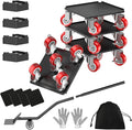 LOYAL TIGER Heavy Duty 1500LBS Furniture Dolly & Movers with 5X 360° Wheels - Carbon Steel Panel & Non-Slip Casters, Includes Lifter Jacks, Gliders for Sofa, Refrigerator (5.4 Inch, Red)