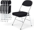 Real Relax Folding Chairs with Padded Thick Seat, Durable Corduroy Fabric, Portable Stackable Commercial Folding Office Chair with Steel Frame for Events Office Wedding Party,650LB,6 Pack,Black