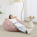 Bean Bag Chair with Corduroy Cover and Memory Foam Filled for Adults and Teens, Comfy Fluffy Floor Chair for Living Room Bedroom (Pink, 3FT)
