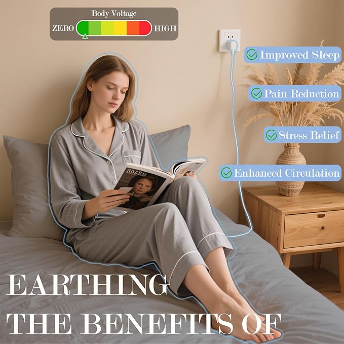 Ali King Grounding Sheets - Queen Size, Soft Cotton with Silver Fiber, 15'' Deep Pocket Earth Grounding Fitted Bed Sheets for Improved Sleep (Light Gray, Queen 60'' * 80'' * 15'')