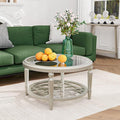 SUNBURY Glass Coffee Table, 32" Round Coffee Table, Glass Side Table, Lightweight Accent End Table for Living Room, Bedroom, Dinning