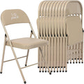 10 Pack Khaki Padded Folding Chairs Set - Comfortable Stackable Portable Chairs for Indoor Outdoor, Events, Parties, Office, Wedding (PU Leather, Urban Khaki,School Chair)