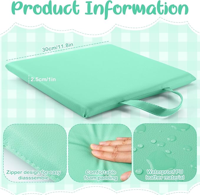 Suzile 12 Pcs 12'' Square Floor Cushions for Kids Classroom Flexible Floor Seating Elementary with Handles Classroom Carpet Cushions for Adults Toddlers Daycare Preschool School(Mint Green)