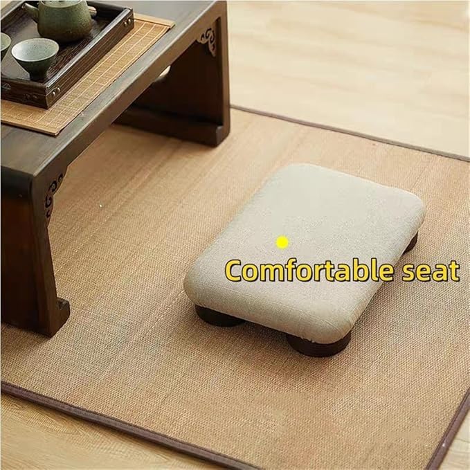 Compact Japanese Low Stool - Wooden Footrest for Meditation, Small Floor Chair, Comfortable Bench for Sitting at Low Tables - Ideal Footstool for Home & Office