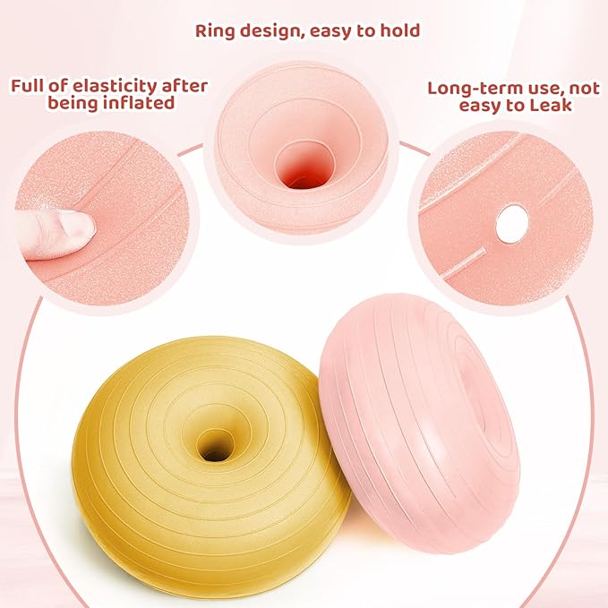 Lewtemi 4 Pcs Flexible Seating for Classroom Elementary 20 Inch Yoga Ball Chair Inflatable Donut Ball Chair with Inflator for Kids Student Sensory Balance Office Exercise
