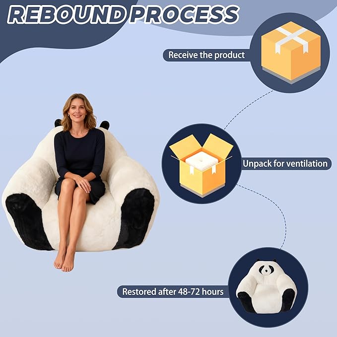 Bean Bag Chair, Giant Bean Bag Couch with Filler, Ultra Soft Faux Fur Floor Sofa for Adults and Kids, Stuffed Big Lazy Sofa for Bedroom Dorm Reading, Beige