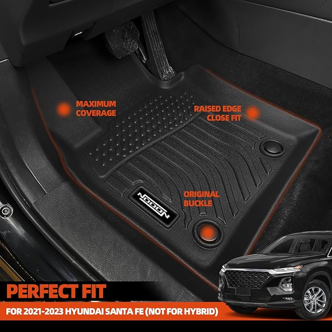 Floor Mats Fit for 2021-2023 Hyundai Santa Fe (Not for Hybrid) Floor Mats & Trunk Mat & Backrest Mats for Hyundai Santa Fe Accessories All Season Guard Odorless Anti-Slip Floor Liner