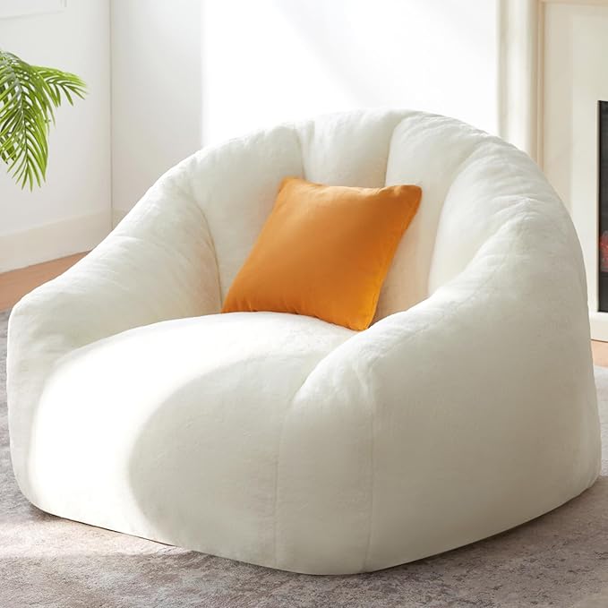 HUGHEAVEN Giant Bean Bag Chair, Oversized Bean Bag Chairs for Adults and Kids,Bean Bag Chairs for Teens,Comfy Fluffy Bean Bag Chair with Armrests,Bean Bag Sofa Lounge Floor Sofa for Gaming, Reading